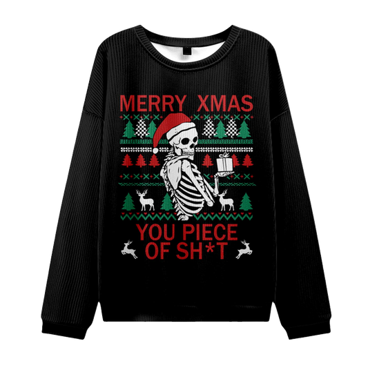 2026 Merry Xmas You Piece Of Sht Ugly Christmas Sweater Moonbestprint