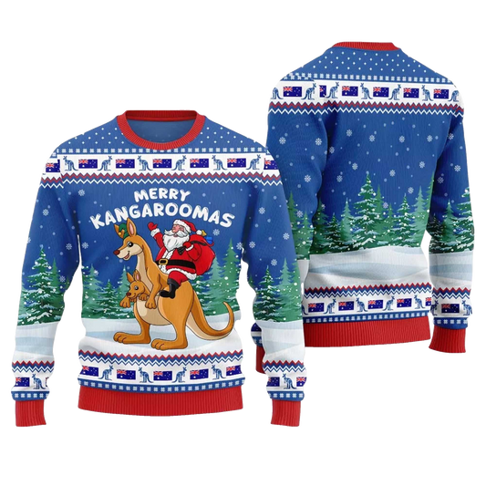 2026 Merry Kangaroomas Ugly Christmas Sweater Moonbestprint