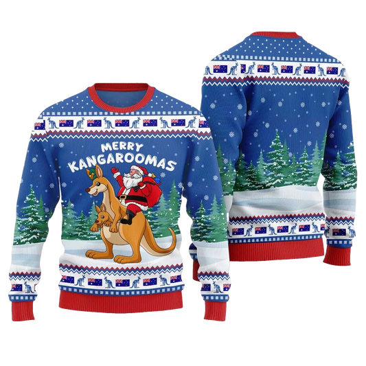 2026 Merry Kangaroomas Ugly Christmas Sweater Moonbestprint