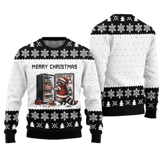 2026 Merry Christmas Raccoon Ugly Christmas Sweater Moonbestprint