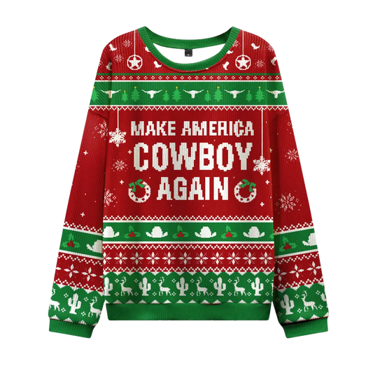 2026 Make America Cowboy Again Ugly Christmas Sweater Moonbestprint