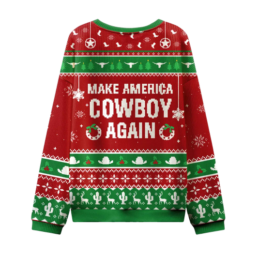 2026 Make America Cowboy Again Ugly Christmas Sweater Moonbestprint
