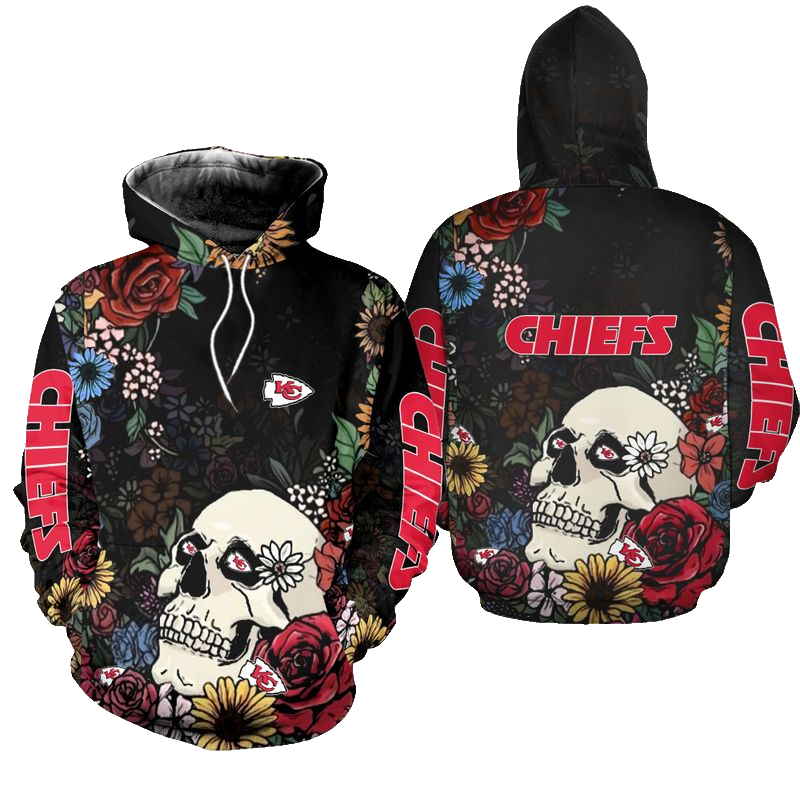 Kansas City Chiefs Skull And Flower Limited Edition Hoodie And Legging Unisex Size New023010 - Moonbestprint