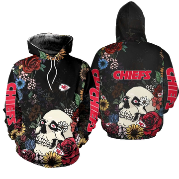 Kansas City Chiefs Skull And Flower Limited Edition Hoodie And Legging Unisex Size New023010 - Moonbestprint