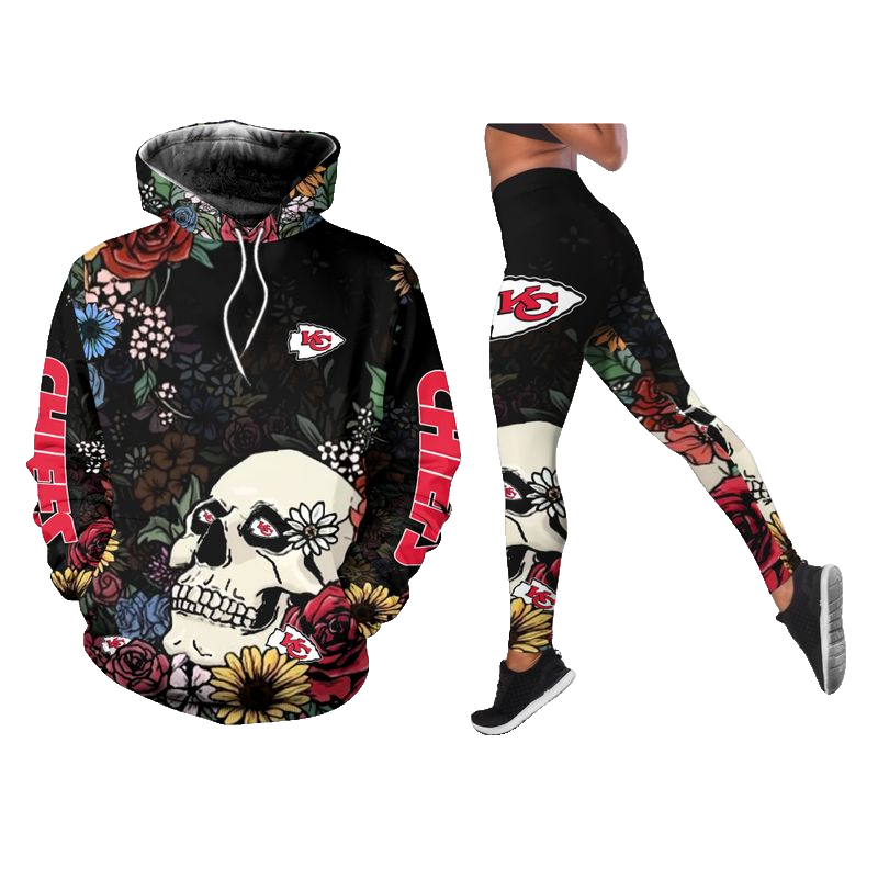 Kansas City Chiefs Skull And Flower Limited Edition Hoodie And Legging Unisex Size New023010 - Moonbestprint