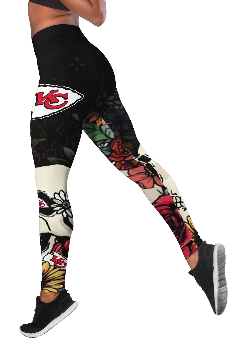 Kansas City Chiefs Skull And Flower Limited Edition Hoodie And Legging Unisex Size New023010 - Moonbestprint