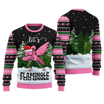 2026 Let's Flamingle Ugly Christmas Sweater Moonbestprint