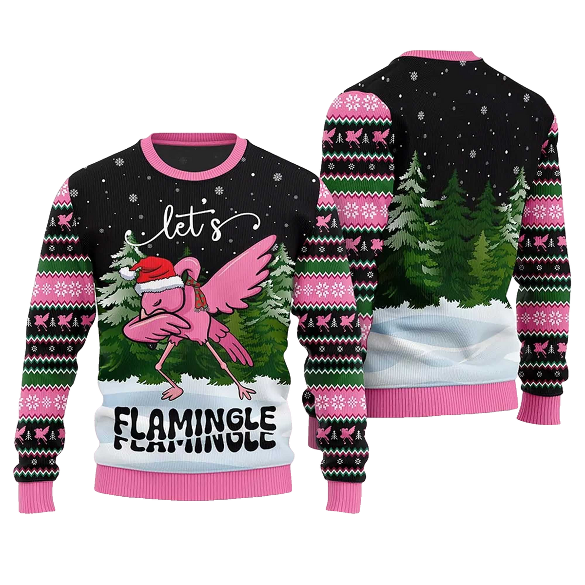 2026 Let's Flamingle Ugly Christmas Sweater Moonbestprint