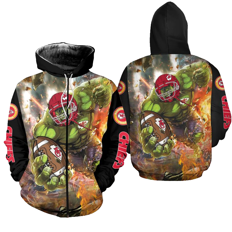 Kansas City Chiefs Limited Edition Amazing Hulk Zip Hoodie Sizes S-5xl New013010 - Moonbestprint