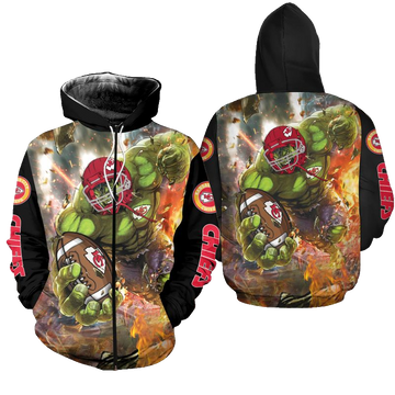 Kansas City Chiefs Limited Edition Amazing Hulk Zip Hoodie Sizes S-5xl New013010 - Moonbestprint