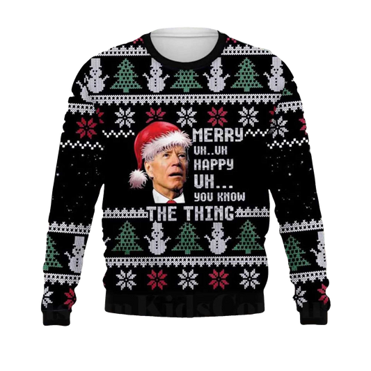 2026 Joe Biden Merry Uh Uh Happy Uh You Know The Thing Ugly Christmas Sweater Moonbestprint