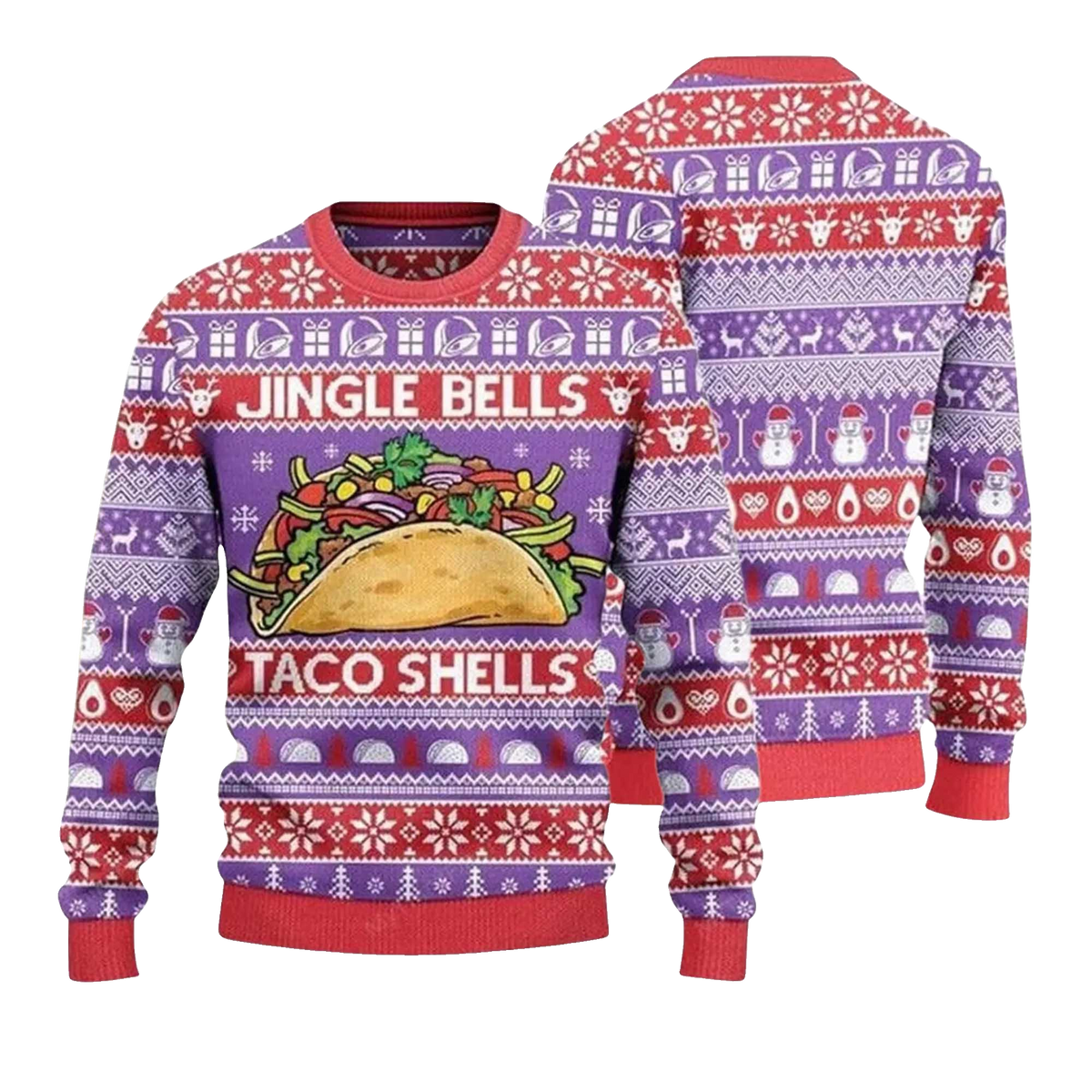 2026 Jingle Bells Taco Shells Ugly Christmas Sweater Moonbestprint