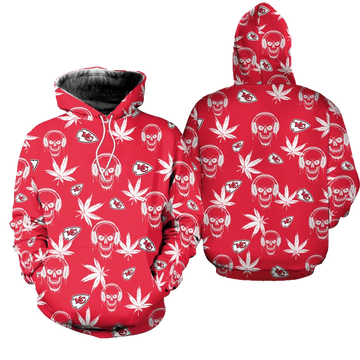 Kansas City Chiefs Limited Edition Skull And Weed Leaves Hoodie Zip Hoodie Size New057110 - Moonbestprint