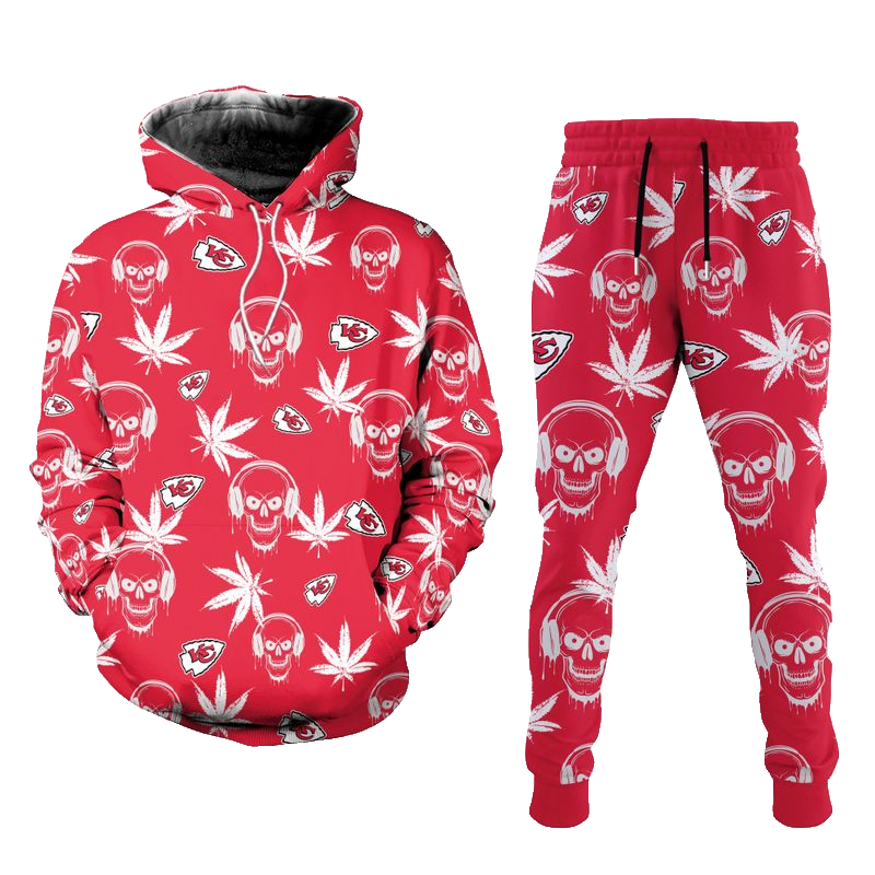 Kansas City Chiefs Limited Edition Skull And Weed Leaves Hoodie Zip Hoodie Size New057110 - Moonbestprint