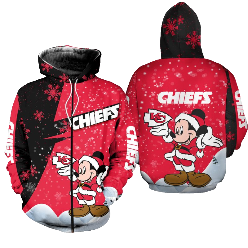 Kansas City Chiefs Xmas Mickey Hoodie Zip Up Hoodie Nla031210 - Moonbestprint