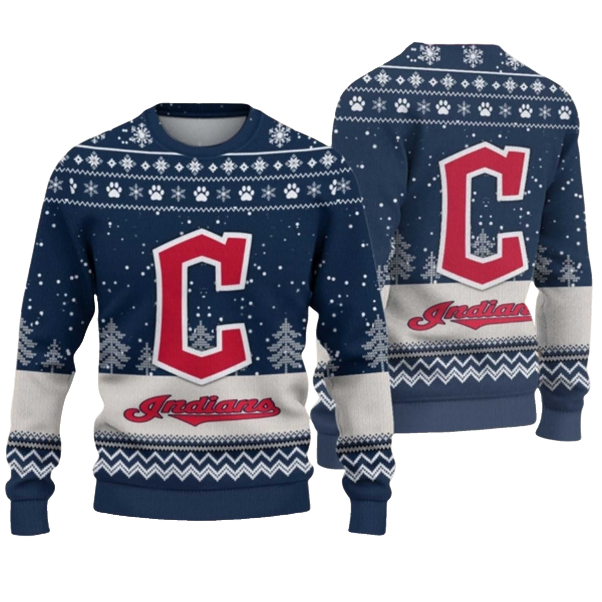 2026 Indians Ugly Christmas Sweater Moonbestprint