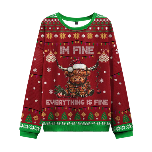 2026 I'm Fine Everything Is Fine Ugly Christmas Sweater Moonbestprint