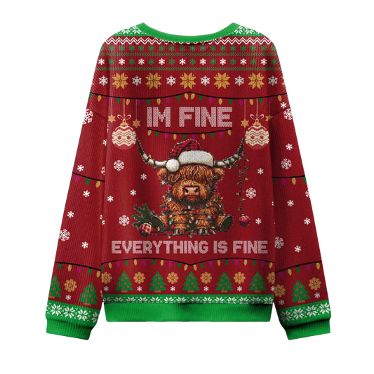 2026 I'm Fine Everything Is Fine Ugly Christmas Sweater Moonbestprint