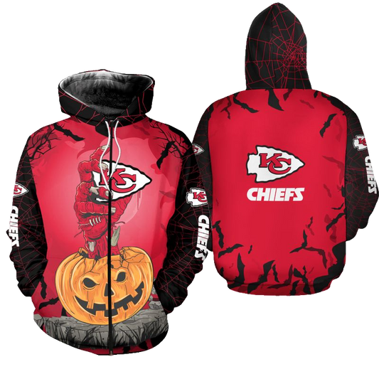 Kansas City Chiefs Zombies Hand Halloween Hoodie Zip Up Hoodie Fleece Nla024910 - Moonbestprint