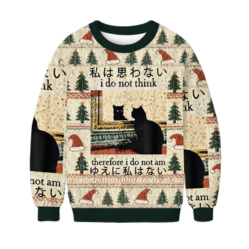 2026 I Do Not Think Therefore I Do Not Am Christmas Ugly Sweater Moonbestprint