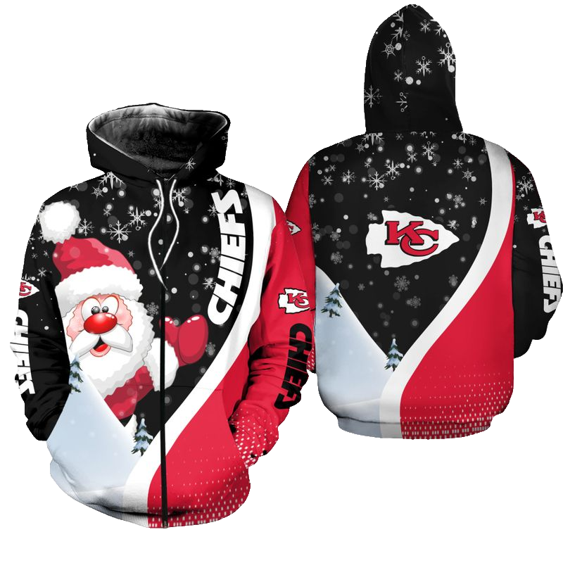 Kansas City Chiefs Xmas Santa Claus Hoodie Zip Up Hoodie Nla033010 - Moonbestprint