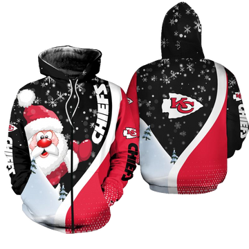 Kansas City Chiefs Xmas Santa Claus Hoodie Zip Up Hoodie Nla033010 - Moonbestprint