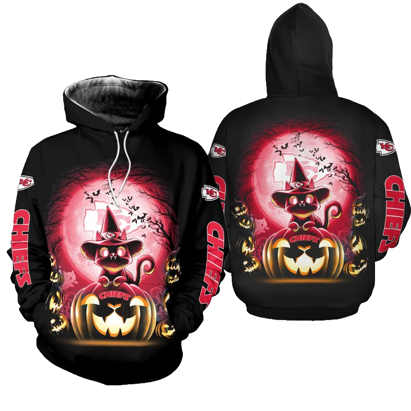 Kansas City Chiefs Witch Cat Halloween Edition Unisex Hoodie Zip Up Hoodie New048810 - Moonbestprint
