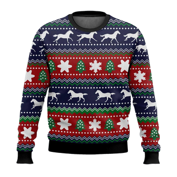 2026 Horses Pattern Ugly Christmas Sweater Moonbestprint