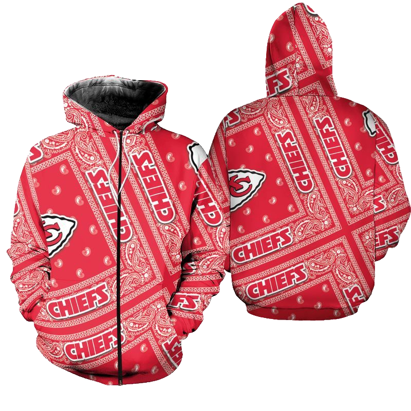 Kansas City Chiefs Limited Edition Bandana Skull Zip Hoodie Sizes S-5xl New012110 - Moonbestprint