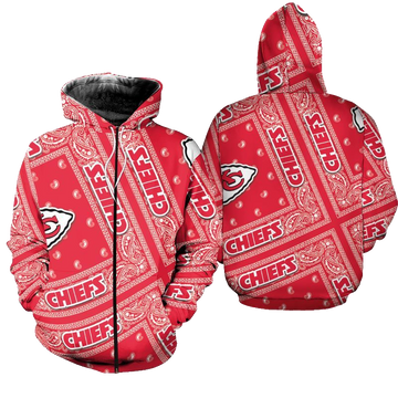 Kansas City Chiefs Limited Edition Bandana Skull Zip Hoodie Sizes S-5xl New012110 - Moonbestprint