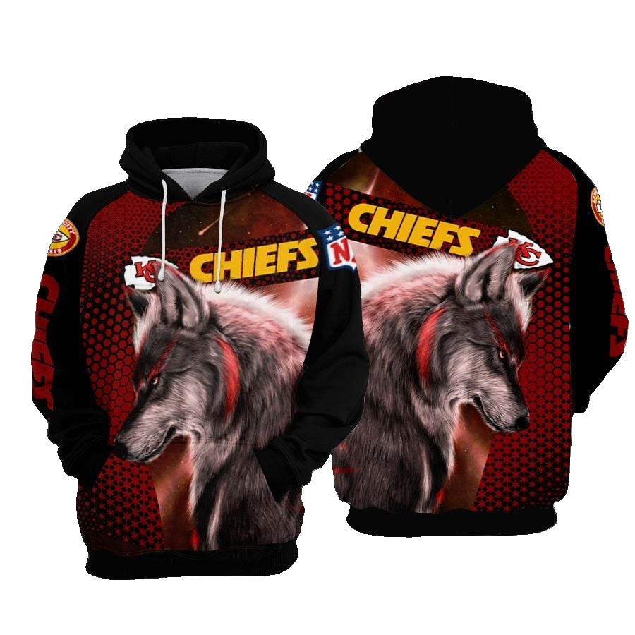 Kansas City Chiefs Wolf Design Hoodie - Moonbestprint