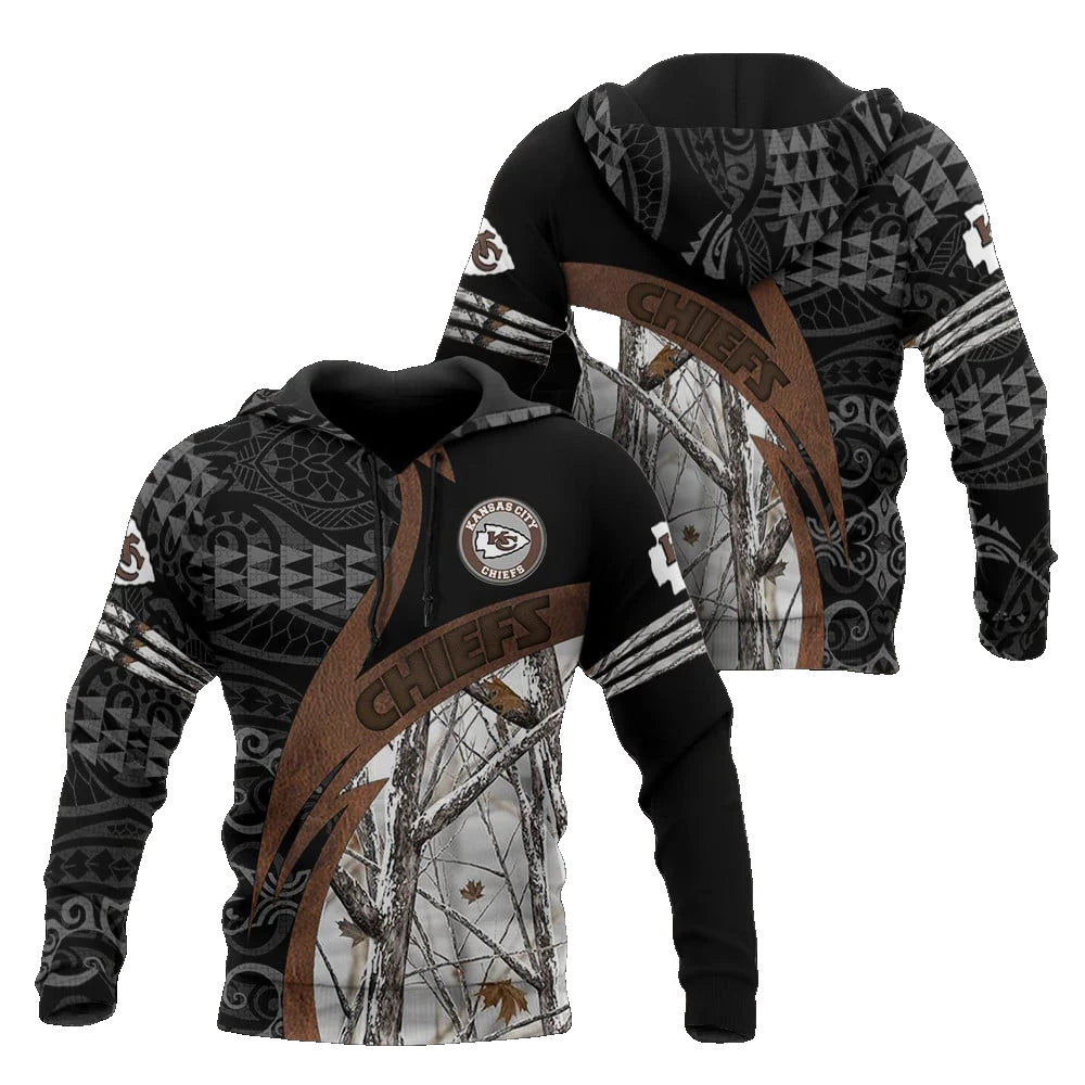 Kansas City Chiefs Woodland Camo 3D Hoodie - Moonbestprint