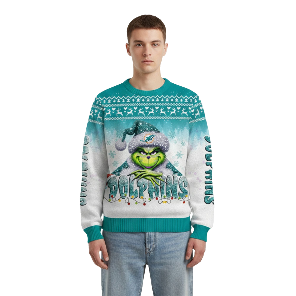 2026 Dolphins Grnch Season Christmas Ugly Sweater - Moonbestprint
