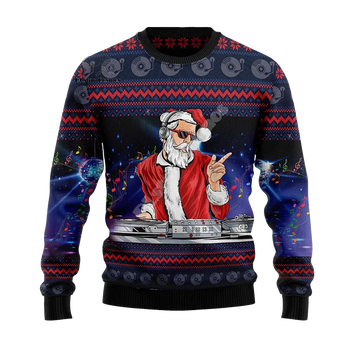 2026 DJ Claus Ugly Chrismas Sweater Moonbestprint