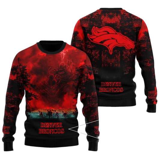 2025 Denver Broncos Stranger Things Ugly Sweater – Moonbestprint