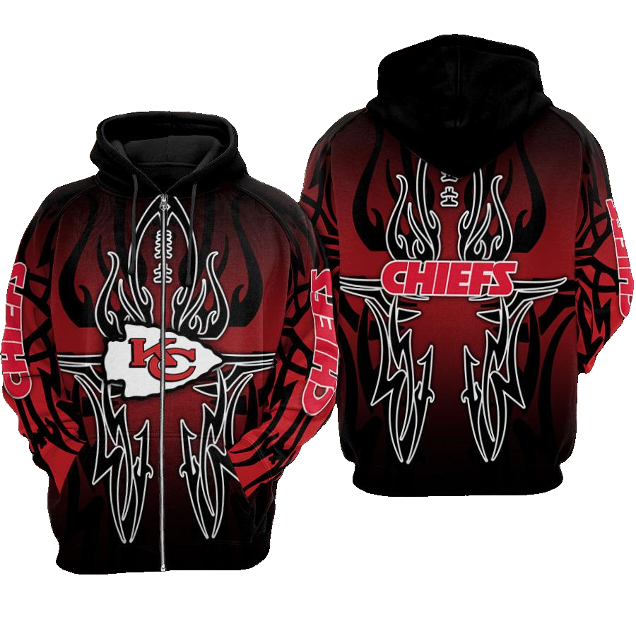 Kansas City Chiefs Logo Red Black Hoodie Adult Sizes S - 5xl Dm339 - Moonbestprint