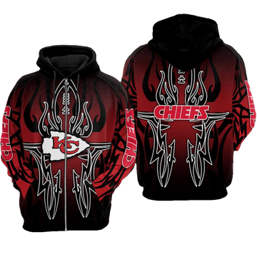 Kansas City Chiefs Logo Red Black Hoodie Adult Sizes S - 5xl Dm339 - Moonbestprint