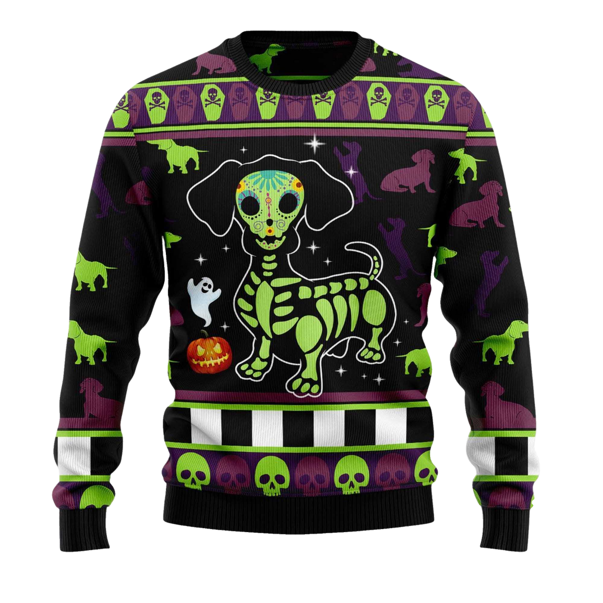 2026 Dachshund Pumpkin Christmas Ugly Sweater Moonbestprint