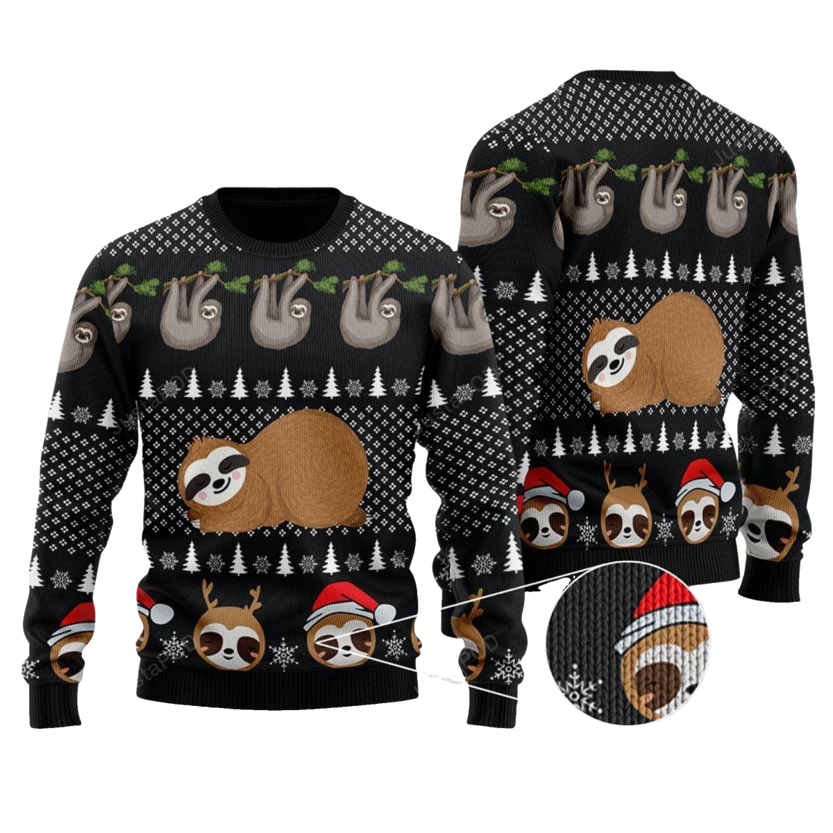 2026 Cute Sloth Santa Christmas Ugly Sweater Moonbestprint
