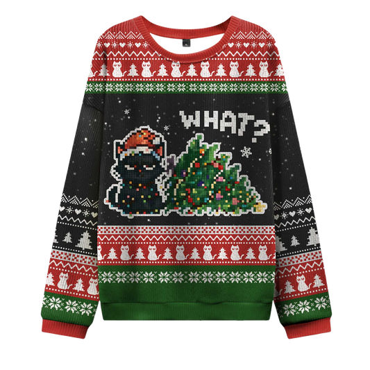 2026 Curious Cat Christmas Ugly Sweater Moonbestprint