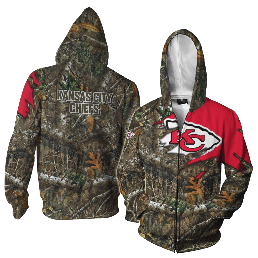 Kansas City Chiefs Woodland Camo Hunting Hoodie - Moonbestprint