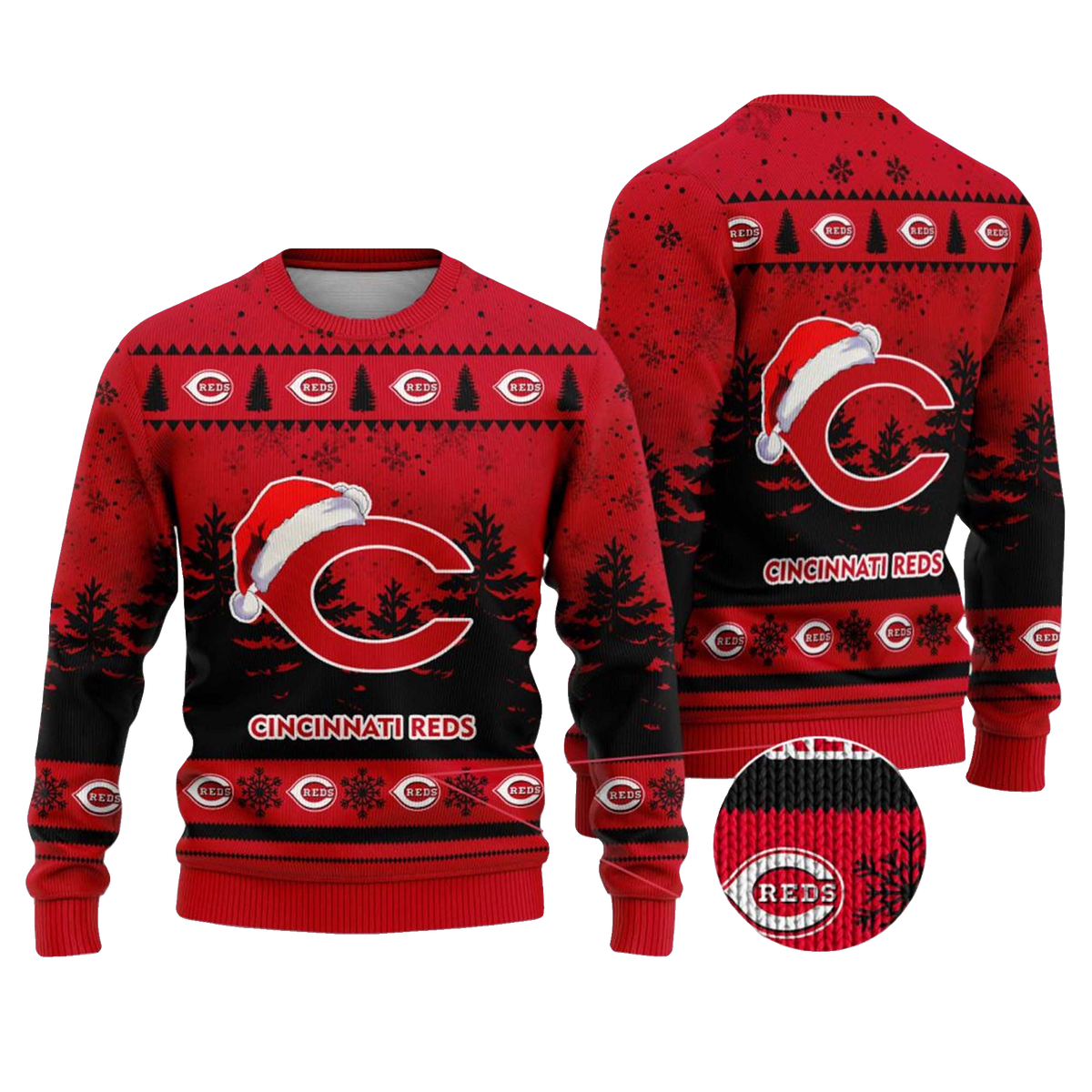2025 Cincinnati Reds Snowflakes Christmas Ugly Sweater – Moonbestprint