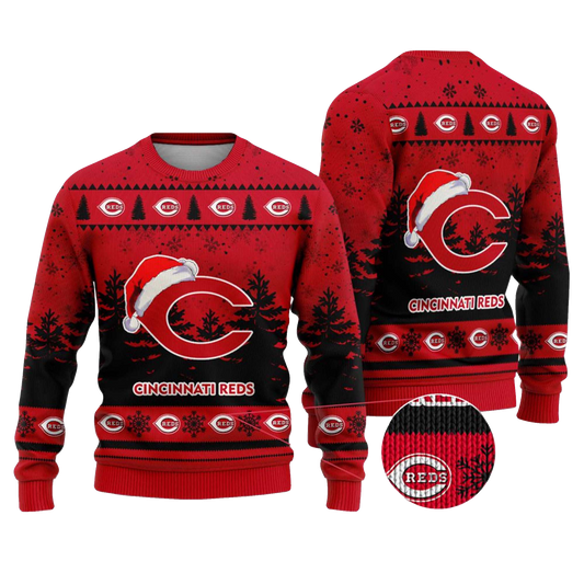 2025 Cincinnati Reds Snowflakes Christmas Ugly Sweater – Moonbestprint