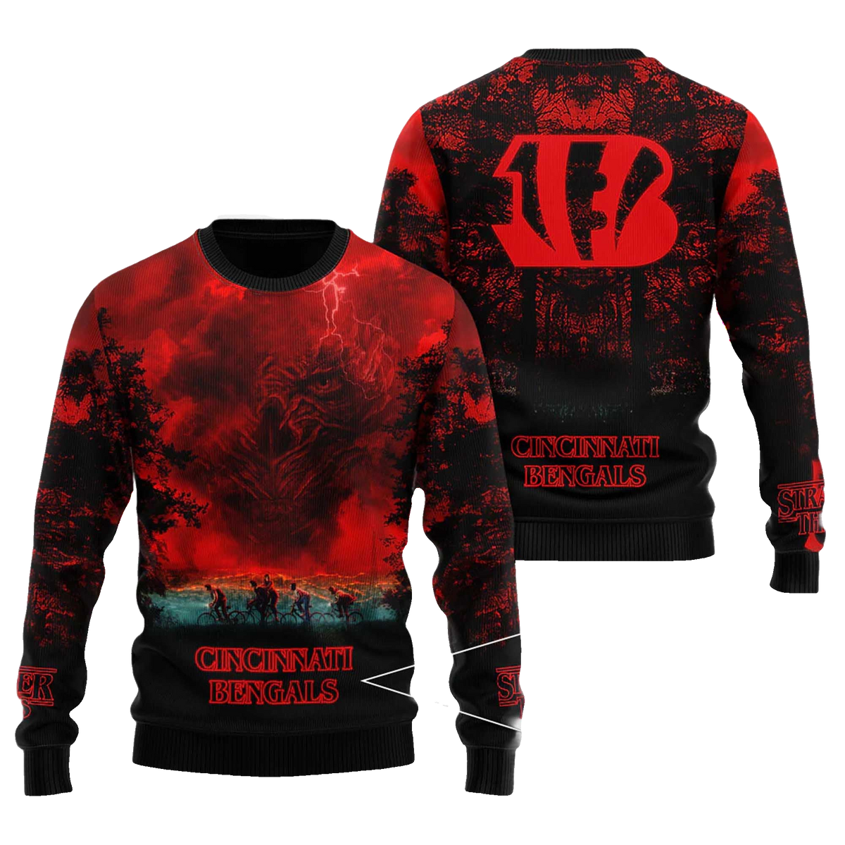2025 Cincinnati Bengals Stranger Things Ugly Sweater – Moonbestprint