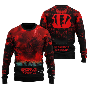 2025 Cincinnati Bengals Stranger Things Ugly Sweater – Moonbestprint