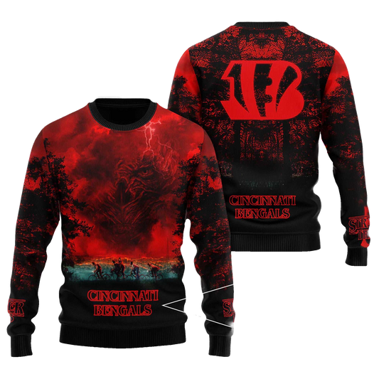 2025 Cincinnati Bengals Stranger Things Ugly Sweater – Moonbestprint