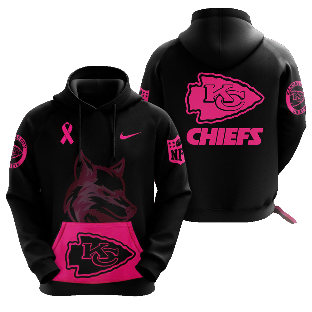 Kansas City Chiefs Pink Ribbon Warrior Pride Hoodie - Moonbestprint