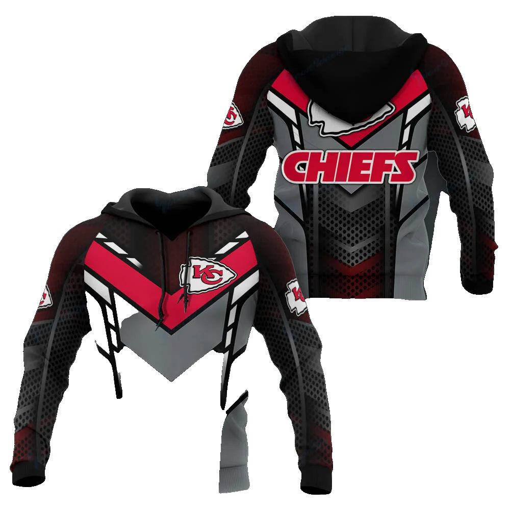 Kansas City Chiefs Red and Black Stealth 3D Hoodie - Moonbestprint