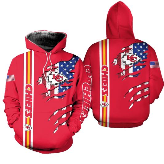 Kansas City Chiefs American Flag Limited Edition Unisex Hoodie Zip Up Hoodie Fleece New021710 - Moonbestprint