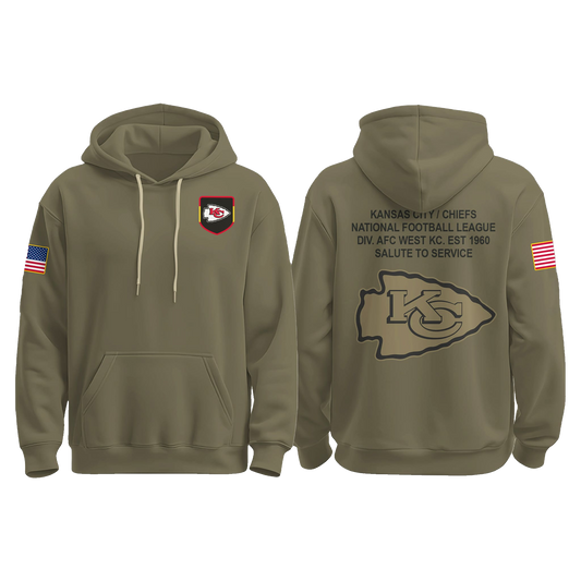 Kansas City Chiefs Salute to Service Military Green Hoodie - Moonbestprint